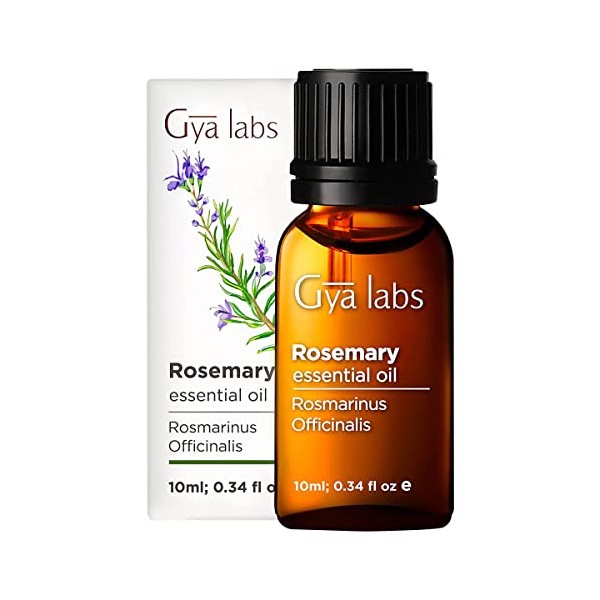 Gya Labs Pure Rosemary Oil for Hair Growth & Dry Scalp (0.34 fl oz) - 100% Therapeutic Grade Undiluted Rosemary Essential Oils for Hair Growth, Hair Loss, Skin & Diffuser