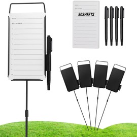 ZSHIGANMA 4 Pack Steel Longest Drive and Closest to The Pin Marker, Golf Metal Proximity/Course Distance/Fairway Distance Markers with 50 Sheets Cards and 4 Pens, for Outdoor Golf Tournament Signs