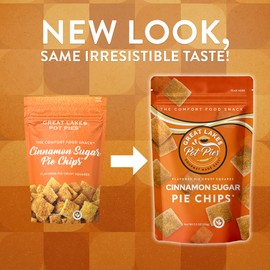 Great Lakes Pot Pies - Cinnamon Sugar Pie Chips - Crunchy Cookie Crisp - Buttery Cinnamon Snacks for Adults & Kids - Cinnamon Crackers - 4 Pack