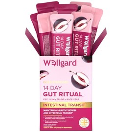 Wellgard 14 Day Gut Ritual - Psyllium Husk Fibre Supplement with Digestive Enzymes, Daily Sachets to Maintain Healthy Bowel & Intestinal Transit, 14 Single-Serve Sachets