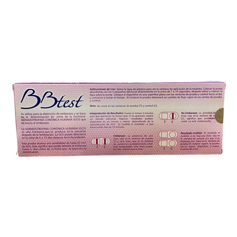Prueba De Embarazo Bbtest Test Rápido De Un Uso Con