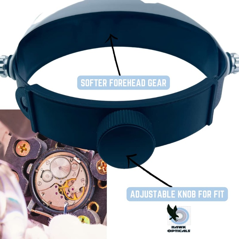 HAWK OPTICALS Illuminated Head Magnifier with Adjustable Strap|| 5 Lens