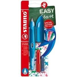 STABILO STABILO - Schulfüller ergonomisch für Rechtshänder mit Standard-Feder M - EASYbirdy 3D Wildlife in blau - inkl. Patrone und Einstellwerkzeug - blau (löschbar)