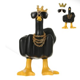 CHAOTEMAI Duck Black Living Room Bookcase Decoration Funny Duck Statue Playful Resin Decorative Item for Home or Office Birthday Christmas Decoration