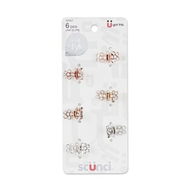 Scunci Micro Mini Metal Rhinestone Jaw Clips, Assorted, 6 Count