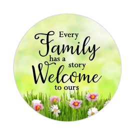 Every Family Has A Story Welcome to Ours Round Label Sticker 3in Positive Lettering Saying Circle Decals for Laptop Computer Cup Envelopes Seals Water Bottle Backpack 100pcs