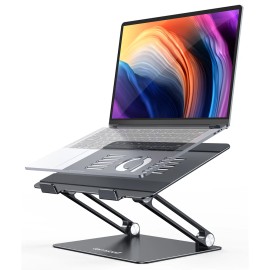 Lamicall LN09 Ergonomic Laptop Stand for Desk Adjustable Height Aluminum Notebook Riser Foldable Computer Holder Neck Officecolor: Black