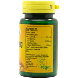 Veganicity Premier Garlic 500mg Digestive Health Supplement - 60 Capsules