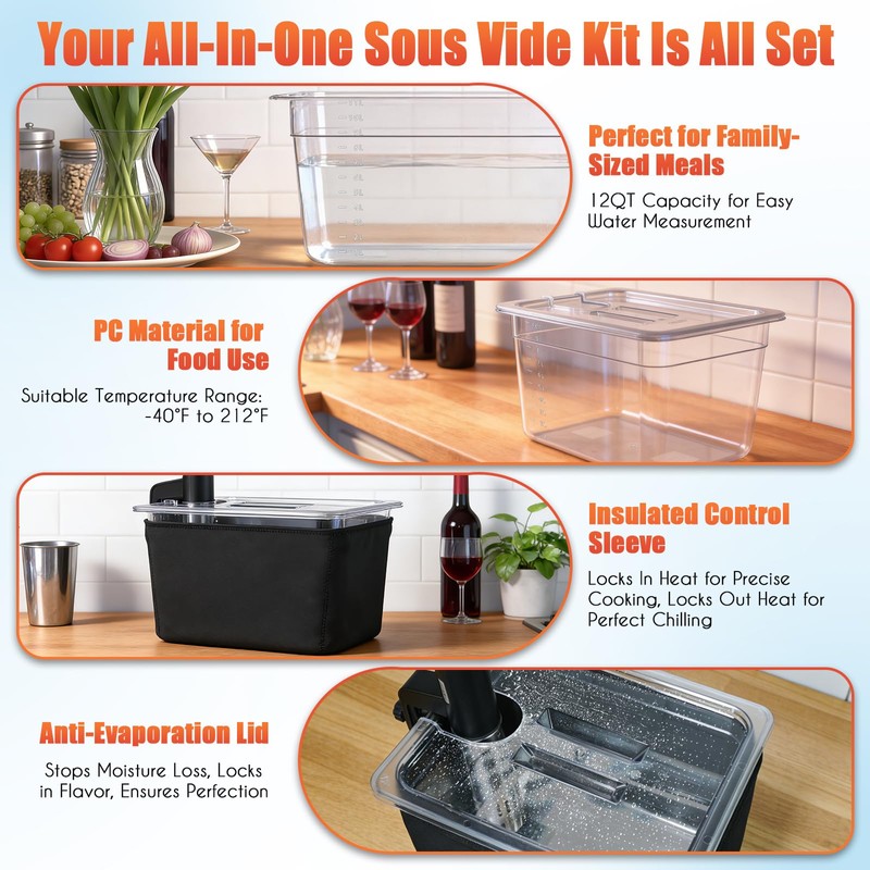 CATTLEMAN Sous Vide Cooker, Wine Chiller, 1000W, Sous Vide Kit