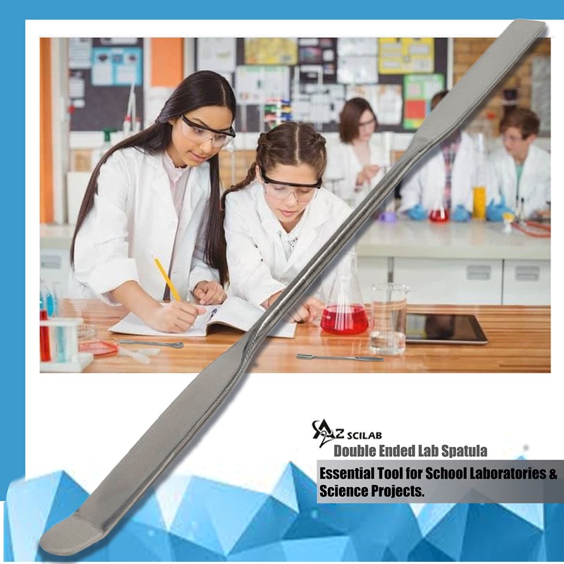 A2Z-DE007 Stainless Steel Double Ended Micro Lab Spatula Sampler, Square