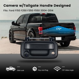 Dasaita Tailgate Handle Reverse Camera for Ford F150 250 350 550 2004-2014, Only Fit 1080P Navigation, Real AHD 1080P Rear View Camera Backup Camera with Wiring Harness/170° Wide Angle/IP68 Waterproof