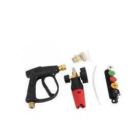 Pressure Washer Gun with Wide Neck Foam, autoglym snow foam gun with 5 Pressure Washer Nozzle Tips and 1L Bottle Soap Bottle Additional Orifice Nozzle 1.04mm DUS2403 for Car Washing