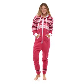 Skylinewears Adult Onesie for Women One Piece Pajama Ladies Jumpsuit Unisex Non Foot Playsuit Aztec Pink M