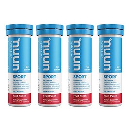 Nuun Sport: Electrolyte Drink Tablets, Fruit Punch,10 Count (Pack of 4)