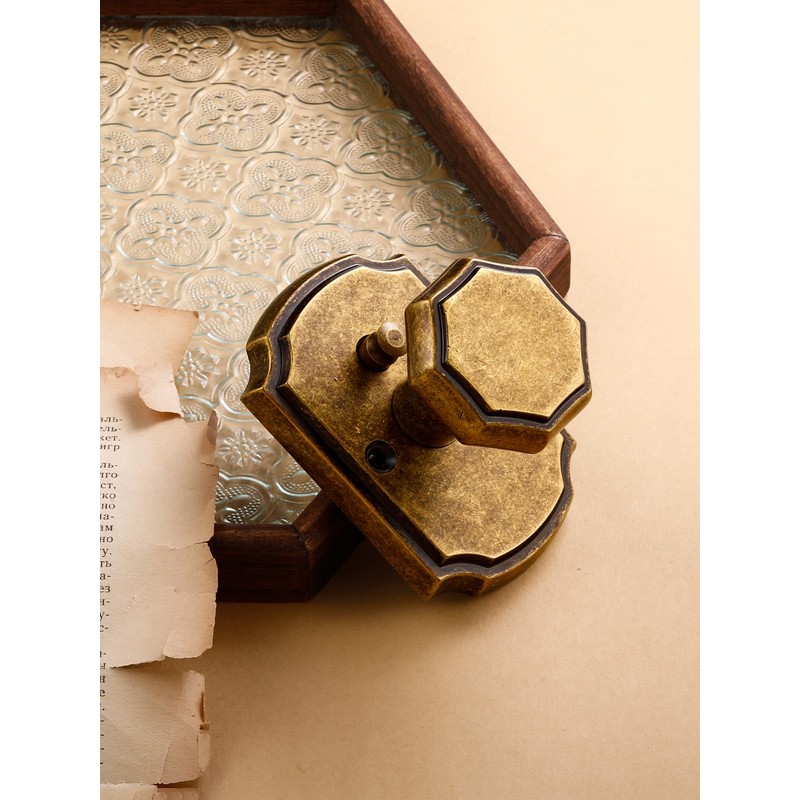 SORWDUERM 1 Pack Antique Brass Door Knobs Interior Privacy Door