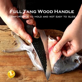 Meat Cleaver Knife 6Inch, Hand Forged Boning Knife with Sheath Butcher Knives High Carbon Steel Fillet Knife Vegetable Chef Knives for Kitchen, Camping, BBQ, Outdoor…