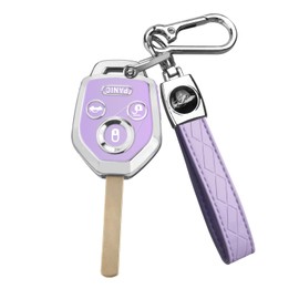 QBUC for Subaru Key Fob Cover with Keychain Soft TPU Protection Case Compatible with 2008-2019 Subaru Ascent BRZ Crosstrek Forester Impreza Legacy Outback Solterra WRX STI XV(Chrome Trim Purple)