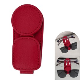 Dogary Sun Visor Eyeglasses Clip, Soft Leather Sunglasses Card Ticket Storage Clip, Multi-functional Double Clip Accessory, Universai Fit for Most Cars Trucks SUVs (Red)
