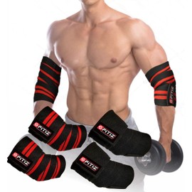FITIZ Elbow Wraps for Weight Lifting Support and Compression - Red