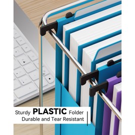 Ansook Plastic High Capacity Hanging File Folders,Heavy Duty 4”Expansion Accordian Pocket,Staggered Tabs with Movable Dividers,Reinforced Extra Wide, Letter Size,Folders for Filing Cabinet,6 Pack