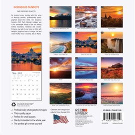 RED EMBER Gorgeous Sunsets Mini 2025 Wall Calendar 12 Month | 7" x 14" Open | Thick & Sturdy Paper | Giftable | Calendar 2025