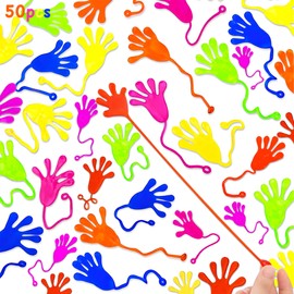 50PCS Juguetes Coloridos de Manos Pegajosas, Mano Pegajosos para Decoración Clase Infantil, Juguetes Divertidos Forma de Palma, Premios de Fiesta, Juguetes Fiesta Pegajosas para Niños y Niñas