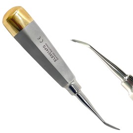 Crane Dental Pick Elevator, Slight Bent Tip, Gold End Hollow Handle, German Stainless Steel | Tooth Extraction Oral Dental Elevator Tool (1 Piece)