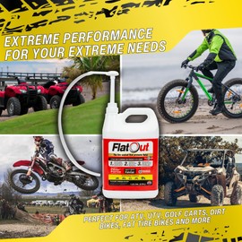 Flat Out Tire Sealant Sportsman Formula - Prevent Flat Tires - Seal Leaks - Sportsman Formula with Valve Core Tool - Contains Kevlar - Tubeless Tire Sealant - Fast-Acting Formula - 1 Gallon
