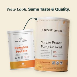 Sprout Living- “Polvo de Proteína de Semilla de Calabaza Simple, 20 Gramos de Proteína Orgánica a Base de Plantas en Polvo Sin Artificial