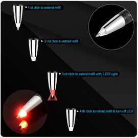 Pen with Light, 3-in-1 Lighted Tip Pen with Capacitive Stylus (LED Light + Ballpoint Pen+ Stylus) Light Up Pen LED Penlight Lighted Pens for Writing in The Dark, 2 Pieces(Red Light)