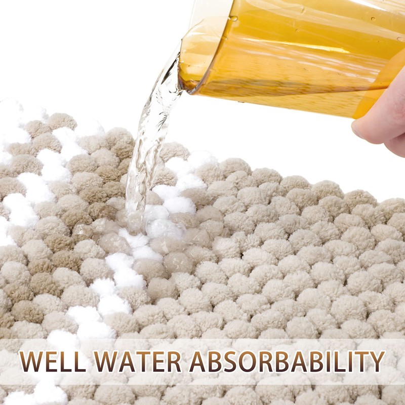 PiccoCasa Extra Soft Chenille Bath Mat 43 x 61cm, Bone
