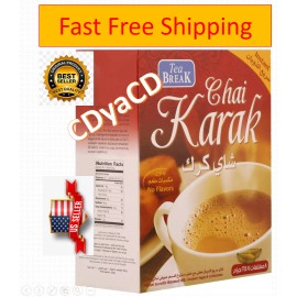Tea Break 32 Sticks Chai Karak Instant Tea With Skimmed Milk, Creamer,Sugar & Cardamom كرك