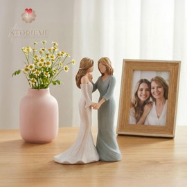 Storieme Mother of The Bride Gifts from Daughter: Mom Touches Bride's Cheek Wedding Figurine Keepsake for Mom on Wedding Day - Unique Mother's Day Birthday Present