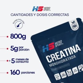 Creatina Monohidratada 800gr 160 Servicios Hero Sport Sabor Sin sabor                                                                                 