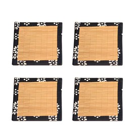 Natiform Set of 4 Bamboo Coasters Stylish Lightweight Tea Holder Insulation Pad Anti-Slip