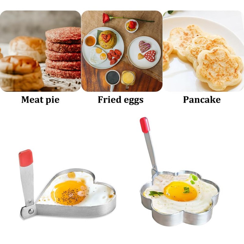 2 Pcs Stainless Steel Egg Rings with Anti Heat Handle