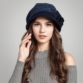 maitose® de la mujer Flores Decorativas lana Beret, Azul marino