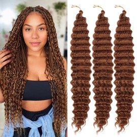 Orientfashion 22 Inch Curly Braiding Hair Ocean Wave Crochet Hair for Black Women Long Deep Wave Wet and Wavy Braiding Hair For Boho Braids (#30, (Pack of 3))