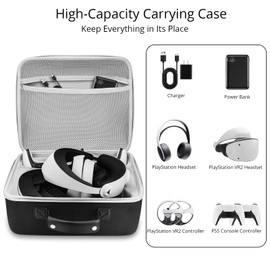 VORI Carrying Case for PSVR2 Gaming Headset and Touch Controllers Accessories, Portable Protection Hard Case for PS VR2 Controller, Suitable for Travel and Home Storage, Black
