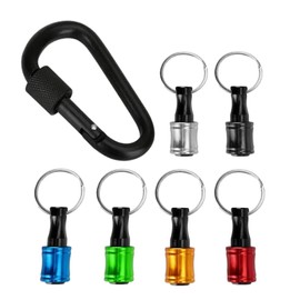 6 Pcs Drill Bit Holder Keychain Set 1/4" Hex Quick Release Extension for Impact Driver Screwdriver Industrial Carabiner Clip Rustproof Aluminum Alloy (Multicolored)