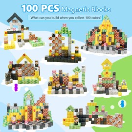 100PCS Magnetic Blocks, Magnetic Building Blocks Toddler Magnet Toys, Magnetics Tiles Portal Set, STEM Sensory for 3+ Year Old Boys&Girls, Toddler Creative Learning Toys, Creative Kids Games Set