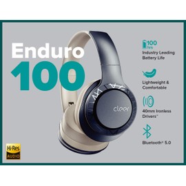 Cleer Enduro 100 Bluetooth Headphones, 40mm Ironless Driver, Deep Bass Over The Ear Headphones, 100Hrs Play, Dual-Mic, Clear Calls, Comfort Fit, Bluetooth 5.0, Hi-Res Foldable Wireless Headphone, Navy