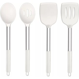 TeamFar Kitchen Utensils, 4 PCS Silicone Cooking Utensils with White