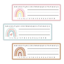 30 Name Tags Labels - Boho Rainbow Self Adhesive Name Plates, Desk Label, Locker Stickers for Classroom School, Student, Teacher Decorations & Supplies - A01