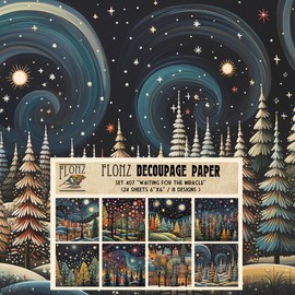 Decoupage Paper Pack (24 Sheets 6"x6") Waiting for Miracle # Vintage Styled Pattern Paper for Decoupage, Craft and Scrapbooking