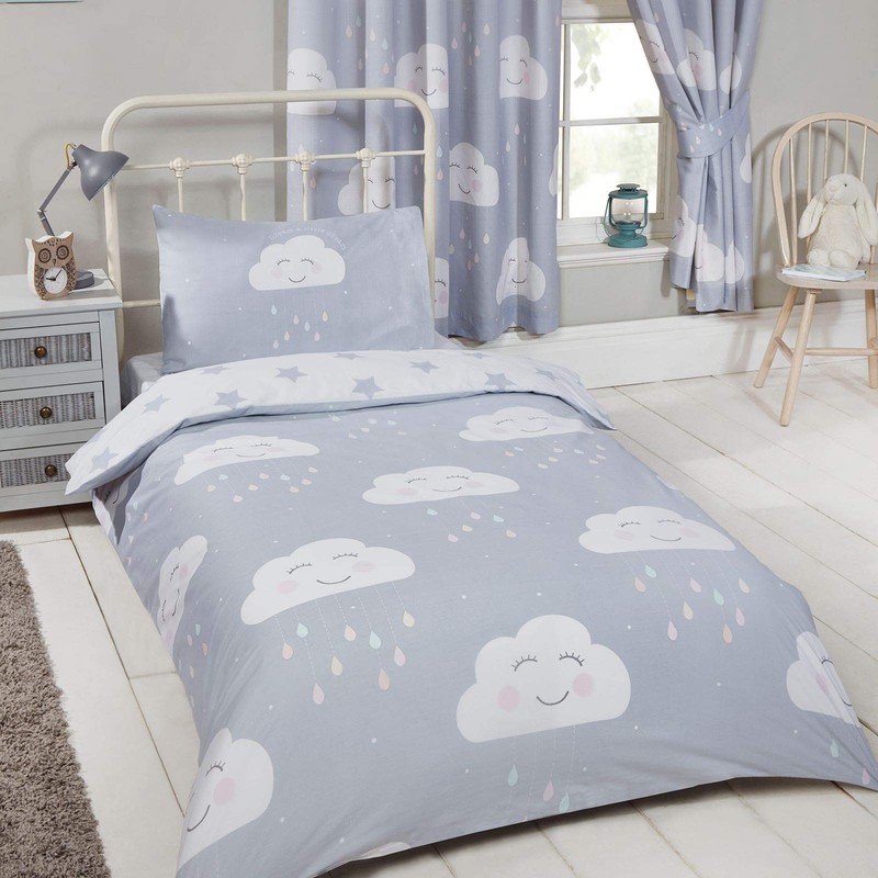Price Right Home Happy Clouds Bedroom Range Kids Stars White/Grey