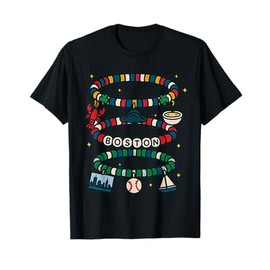 Boston City Charm Friendship Bracelet Bead Art T-Shirt