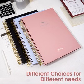 FLYING EAGLE Hardcover Spiral Notebook Journal 8.5 x 11 Large Spiral Notebook 210 Pages College Ruled Notebook Composition Notebook Wire Bound Journal Work Notebook for Office School Supply, Pink