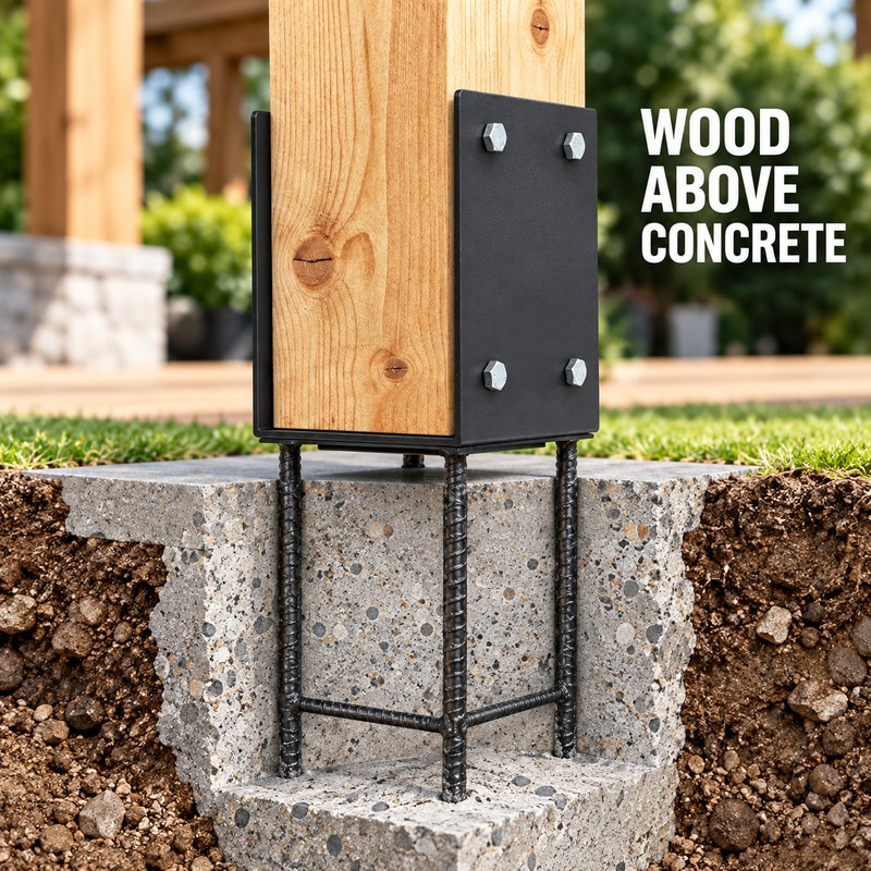 U-Shaped Wet Concrete Post Base Anchor for 7.5 x 7.5