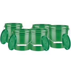 House Naturals 1 Gallon Food Grade BPA Free Bucket Container with Lids (Pack of 5) Made in USA (5, Green)